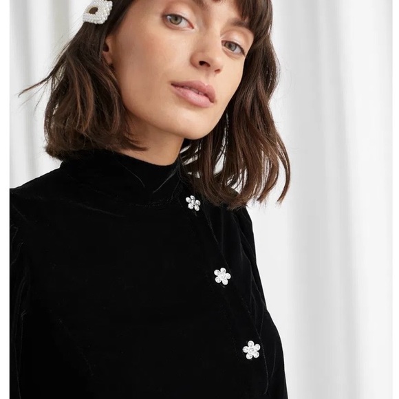 NWT & Other Stories Velvet Crystal Button Mini Dress 10 Holiday Cocktail NYE - Picture 6 of 16